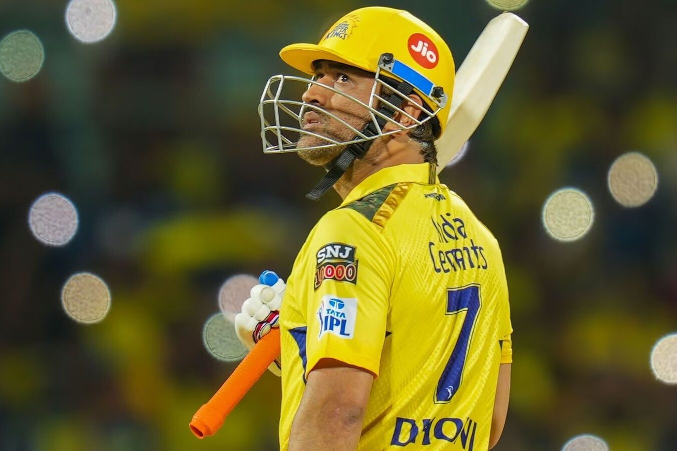 Dhoni looking at fans